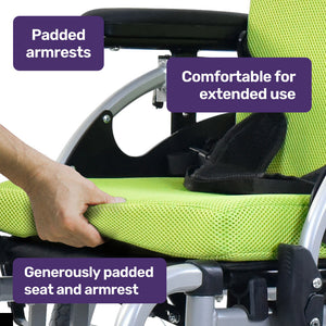 EQUIPMED Kids Premium Paediatric Wheelchair | Lightweight Aluminium, 22" Wheels, 75kg Rated, Green