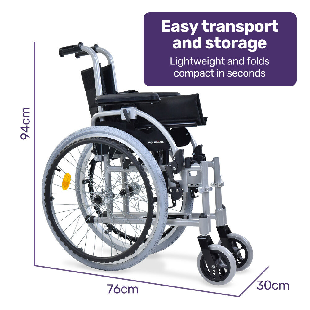 EQUIPMED Kids Premium Paediatric Wheelchair | Lightweight Aluminium, 22" Wheels, 75kg Rated, Green
