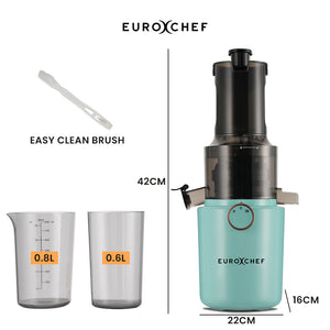 EUROCHEF Cold Press Slow Juicer Machine | 200W | Large Chute | Seafoam Green