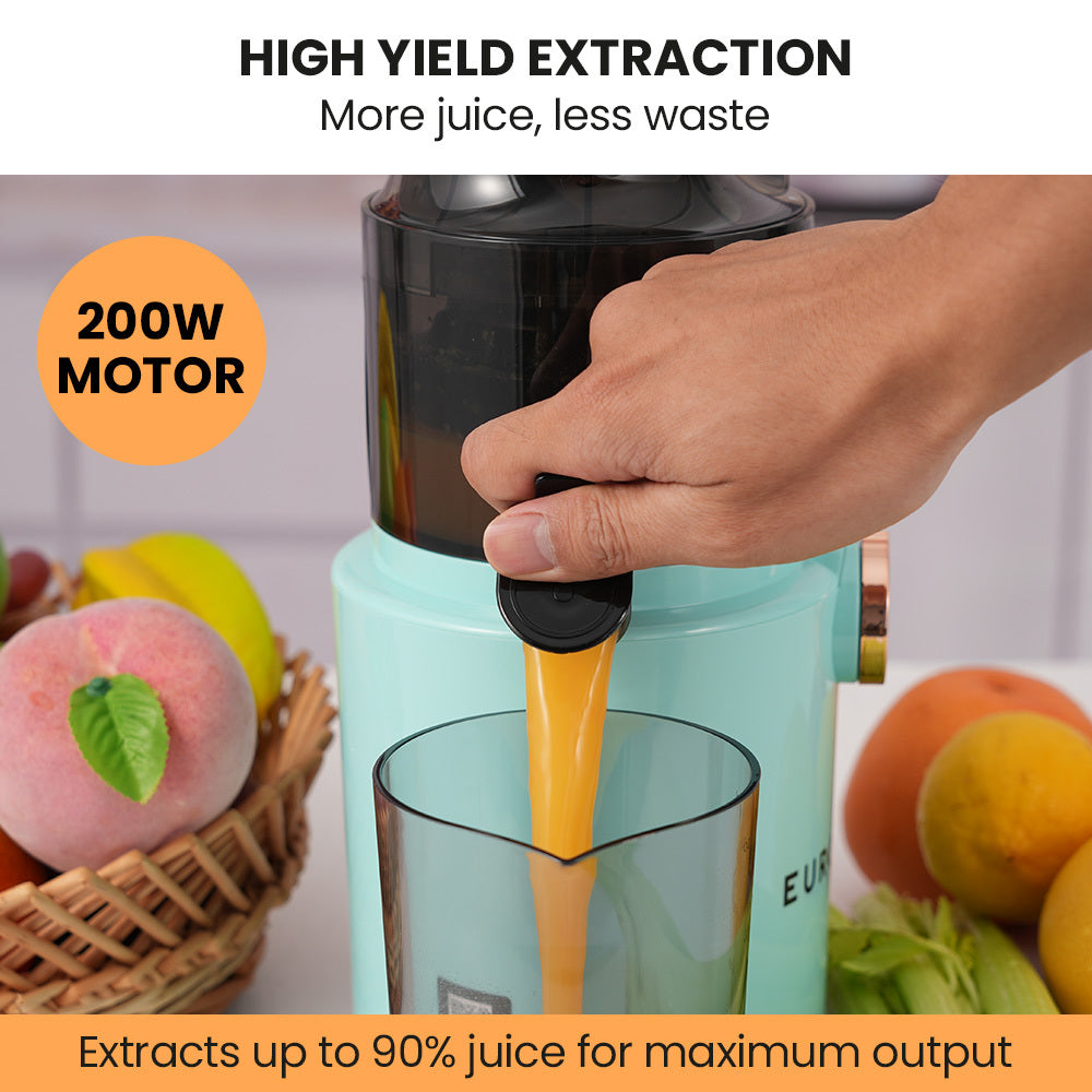 EUROCHEF Cold Press Slow Juicer Machine | 200W | Large Chute | Seafoam Green