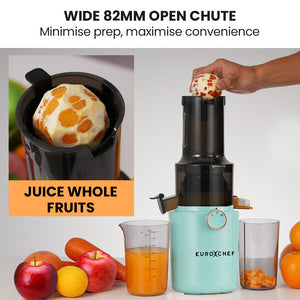 EUROCHEF Cold Press Slow Juicer Machine | 200W | Large Chute | Seafoam Green