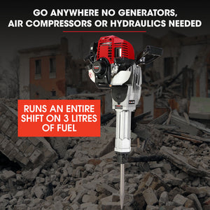 Baumr-AG Petrol Jackhammer | 4-Stroke Engine | Includes 2 Chisels & Carry Bag
