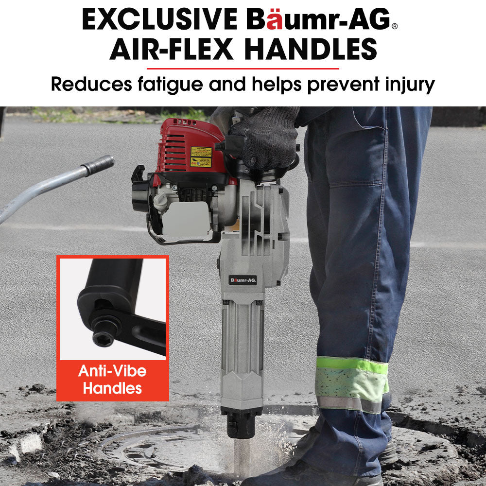 Baumr-AG Petrol Jackhammer | 4-Stroke Engine | Includes 2 Chisels & Carry Bag