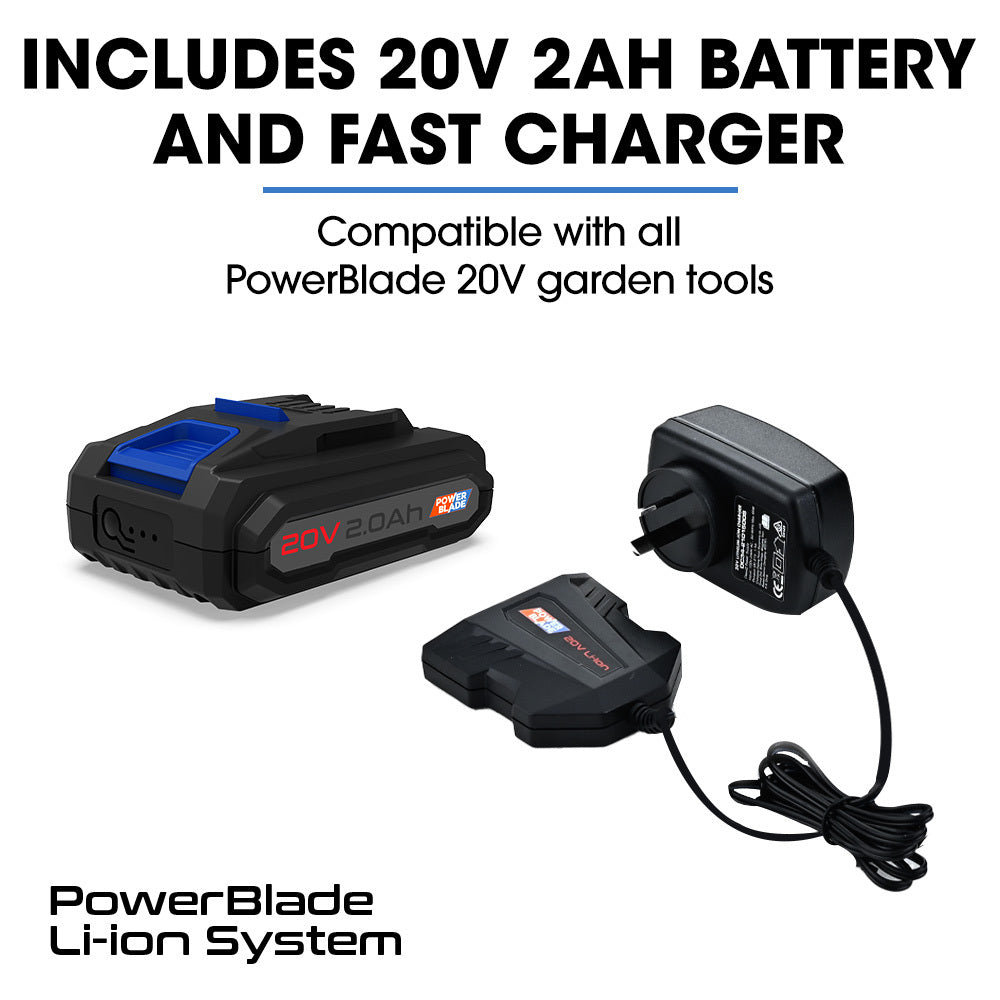 POWERBLADE LN4 20V Cordless Line Trimmer & Garden Edger Kit | Battery & Fast Charger Included