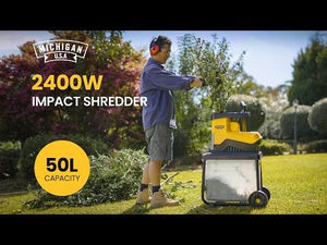 MICHIGAN 2400W Electric Mulcher | Crushing Garden Shredder Chipper