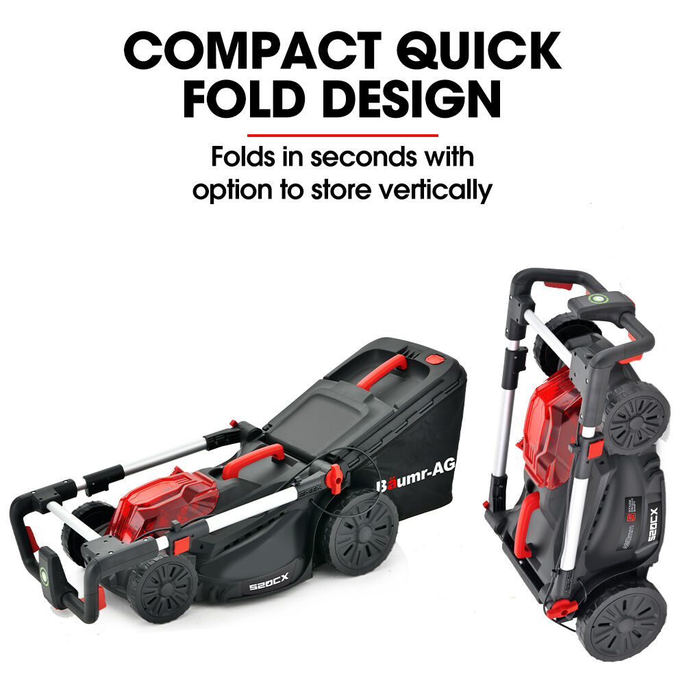 Baumr-AG 520CX 40V SYNC 17" Cordless Lawn Mower Kit | Fast Charger | 2 x 4Ah Batteries | 5 Cutting Heights | Adjustable Handle | Mulching Option