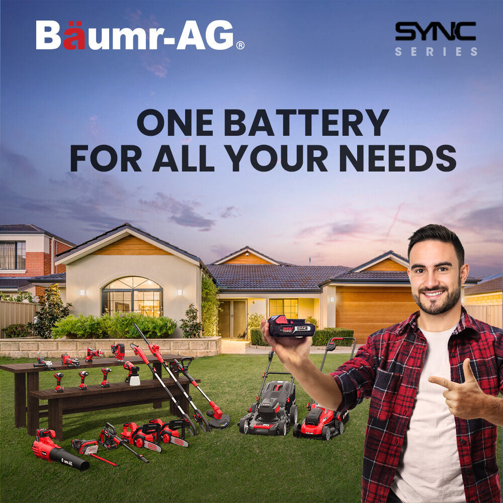 Baumr-AG 520CX 40V SYNC 17" Cordless Lawn Mower Kit | Fast Charger | 2 x 4Ah Batteries | 5 Cutting Heights | Adjustable Handle | Mulching Option