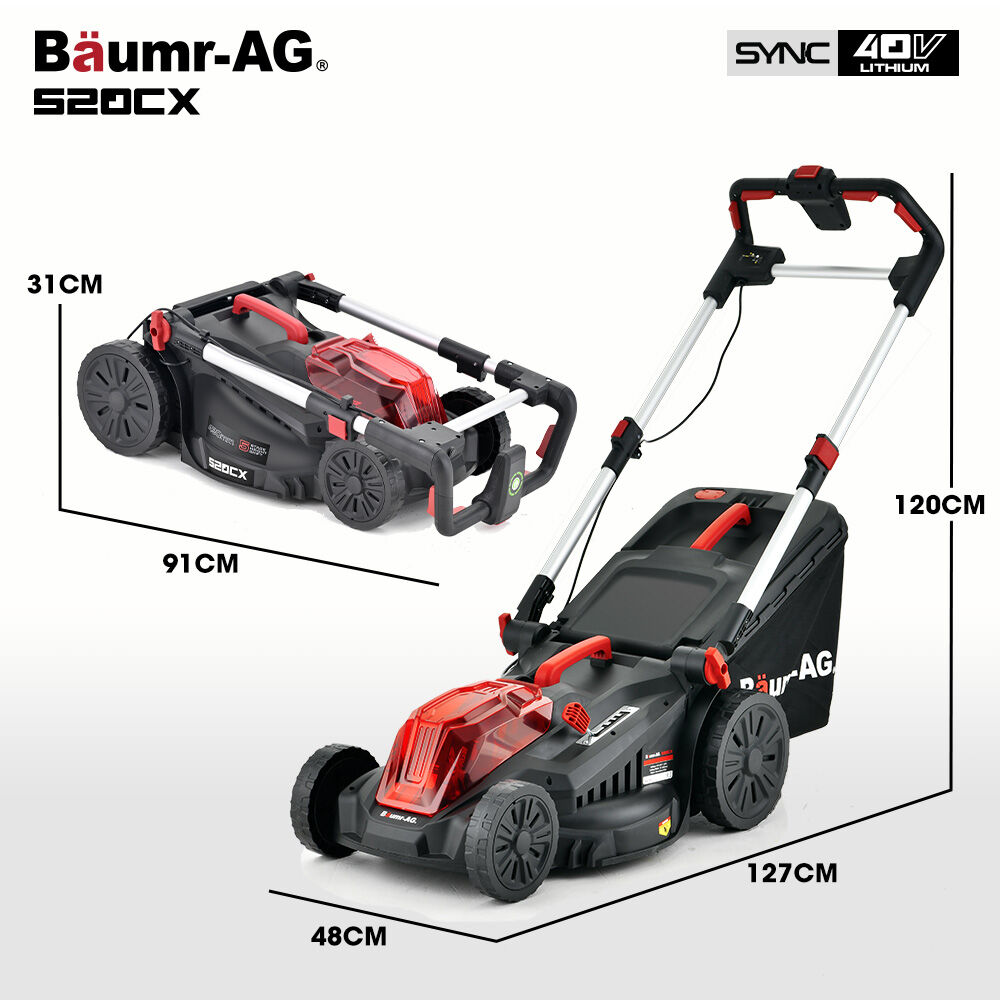 Baumr-AG 520CX 40V SYNC 17" Cordless Lawn Mower Kit | Fast Charger | 2 x 4Ah Batteries | 5 Cutting Heights | Adjustable Handle | Mulching Option