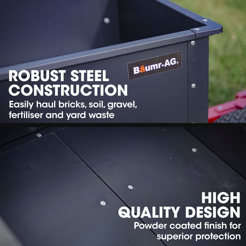 BAUMR-AG Dump Cart | 270kg Capacity | Metal Frame | For Ride-On Mower