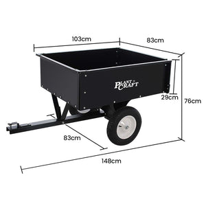 PLANTCRAFT Dump Cart | 270kg Capacity | Metal Frame | Tow Behind Ride-On Mower