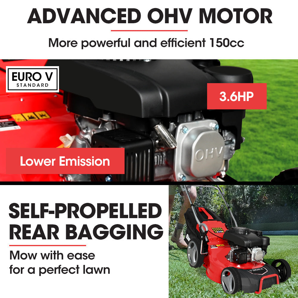Baumr-AG | Lawn Mower | 18” | 150cc | 8 Heights | Steel Deck | Cup Holders | 4-Stroke Petrol | 730EX