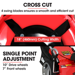 Baumr-AG | Lawn Mower | 18” | 150cc | 8 Heights | Steel Deck | Cup Holders | 4-Stroke Petrol | 730EX