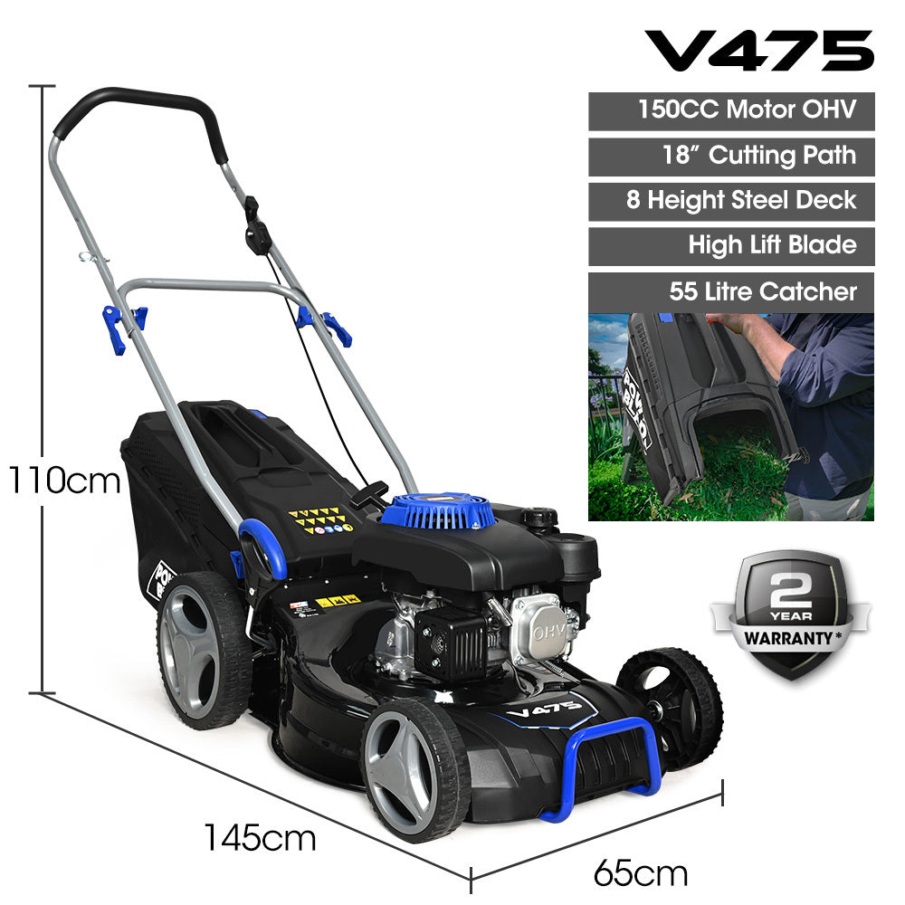 POWERBLADE V475 18" Lawn Mower | 150cc | 8-Stage Height | Steel Deck | 4-Stroke Petrol