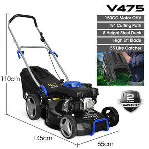 POWERBLADE V475 18" Lawn Mower | 150cc | 8-Stage Height | Steel Deck | 4-Stroke Petrol