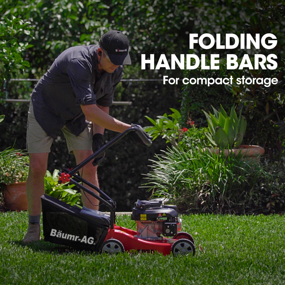 Baumr-AG Petrol Lawn Mower | 139CC 4-Stroke | 16" Hand Push Lawnmower | 35L Catcher