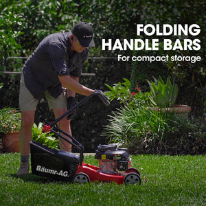 Baumr-AG Petrol Lawn Mower | 139CC 4-Stroke | 16" Hand Push Lawnmower | 35L Catcher
