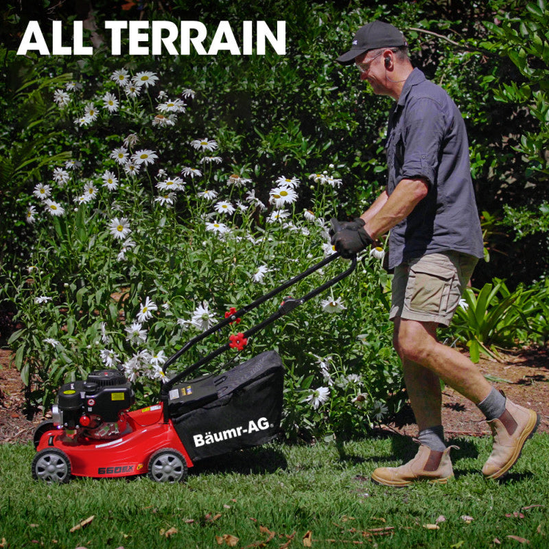 Baumr-AG Petrol Lawn Mower | 139CC 4-Stroke | 16" Hand Push Lawnmower | 35L Catcher