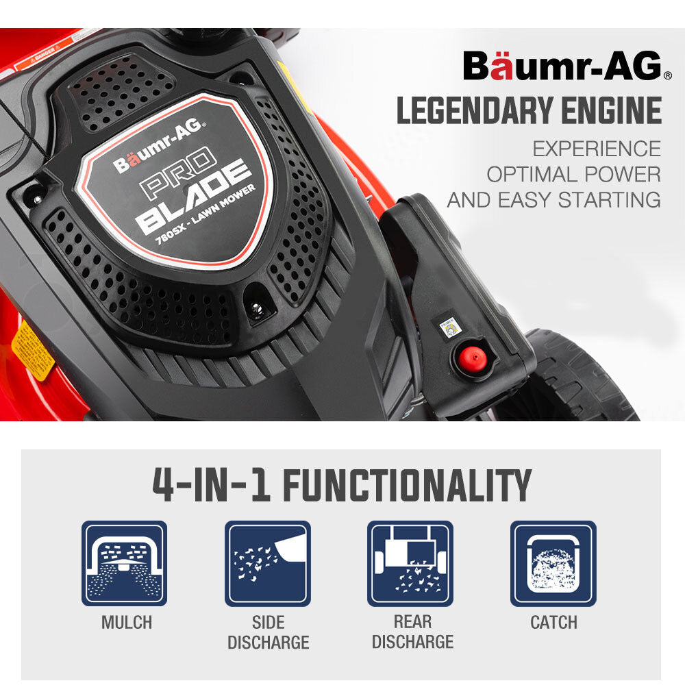 Baumr-AG Petrol Lawn Mower | 18" 220CC | 4-Stroke Self-Propelled Push Lawnmower