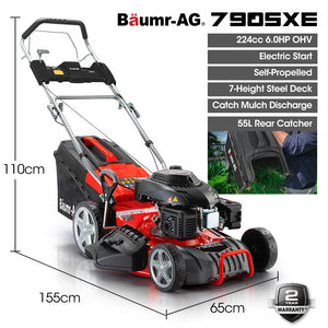 Baumr-AG | Self-Propelled Lawn Mower | 18” | 224cc | Electric Start | 7 Heights | Steel Deck | 6HP 4-Stroke | 790SXe