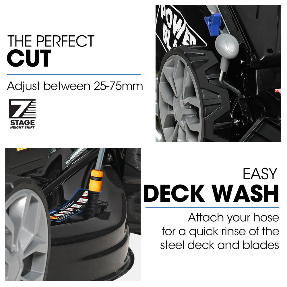 PowerBlade Lawn Mower | 20" | 200cc | Self-Propelled | 7 Heights | Steel Deck | OHV 4-Stroke Petrol | VS900