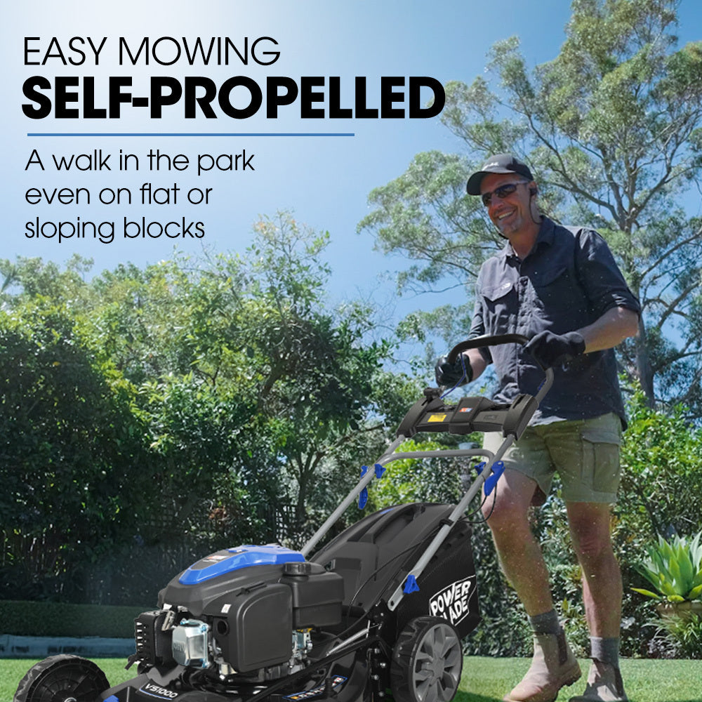 PowerBlade VS1000 22" Self-Propelled Lawn Mower | 224cc | Electric Start | 7-Stage Height | Steel Deck | OHV 4-Stroke Petrol