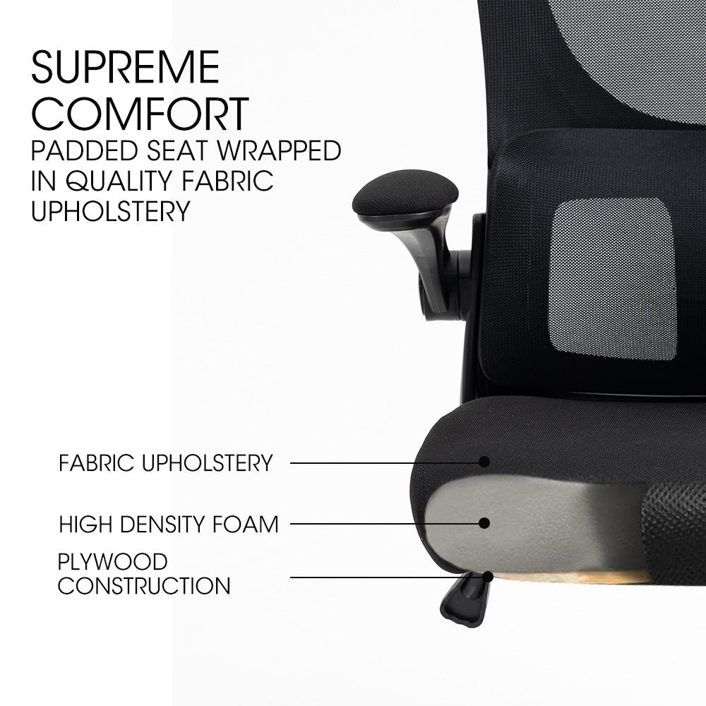 FORTIA Ergonomic Office Chair | Lumbar Support | Mesh Fabric | Adjustable Headrest & Retractable Armrests | Black