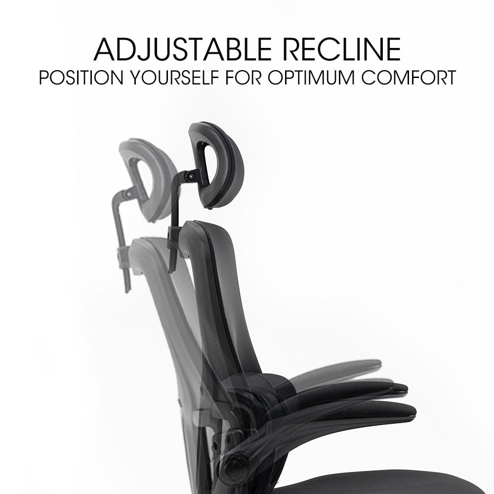 FORTIA Ergonomic Office Chair | Lumbar Support | Mesh Fabric | Adjustable Headrest & Retractable Armrests | Black