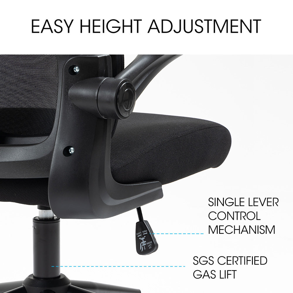 FORTIA Ergonomic Office Chair | Lumbar Support | Mesh Fabric | Adjustable Headrest & Retractable Armrests | Black