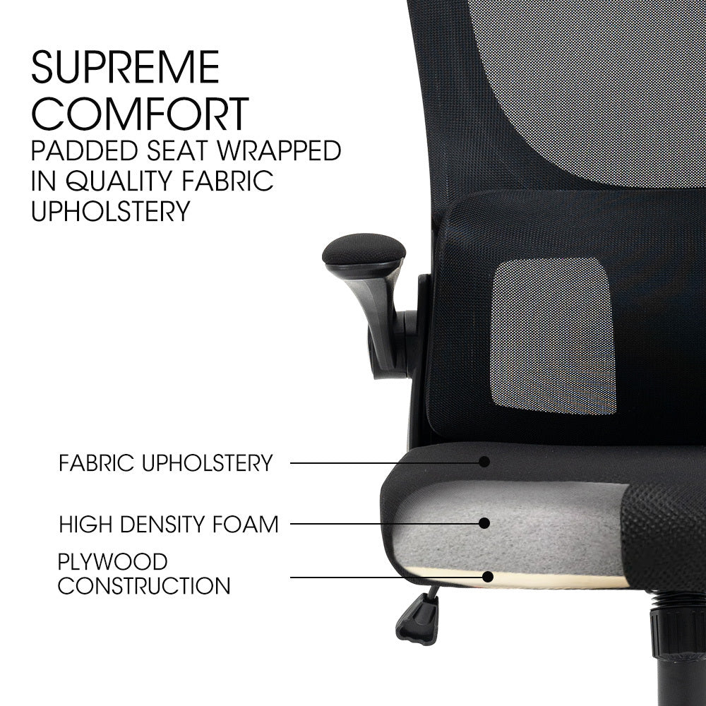 Fortia Ergonomic Mesh Office Chair | Computer Seat | Adjustable Recline | Black