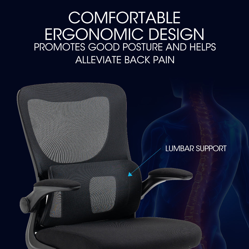 Fortia Ergonomic Mesh Office Chair | Computer Seat | Adjustable Recline | Black