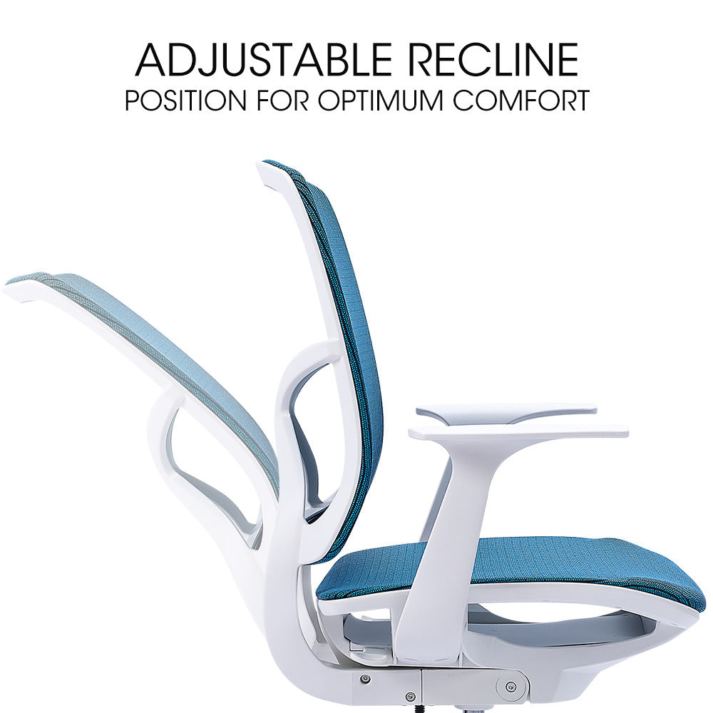 FORTIA Ergonomic Office Chair | Coolmesh Fabric | Adjustable Recline | Blue Mesh/White Frame