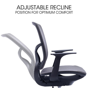 FORTIA Ergonomic Office Chair | Coolmesh Fabric | Adjustable Recline | Dark Grey Mesh/Black Frame