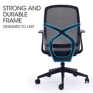 FORTIA Ergonomic Office Chair | Coolmesh Fabric | Adjustable Recline | Dark Grey Mesh/Black Frame