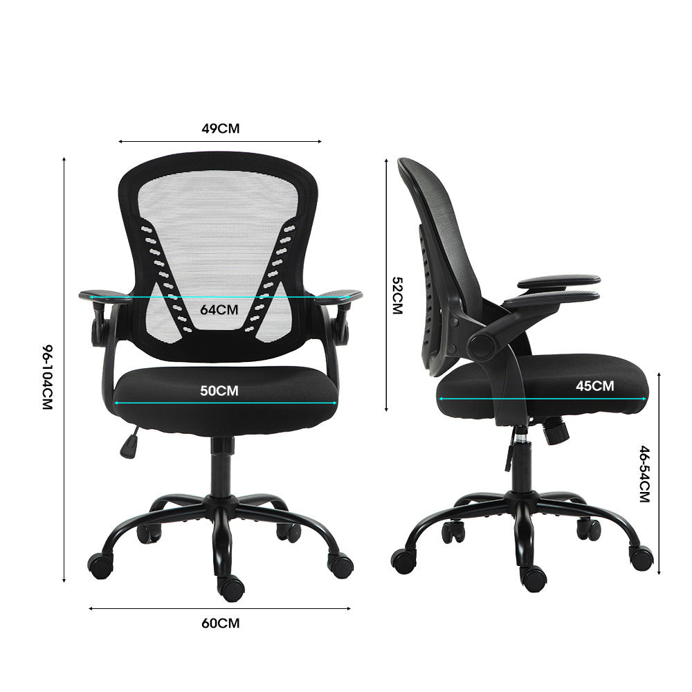 FORTIA Ergonomic Office Chair | Coolmesh Fabric | Adjustable Recline | Black Mesh/Black Frame