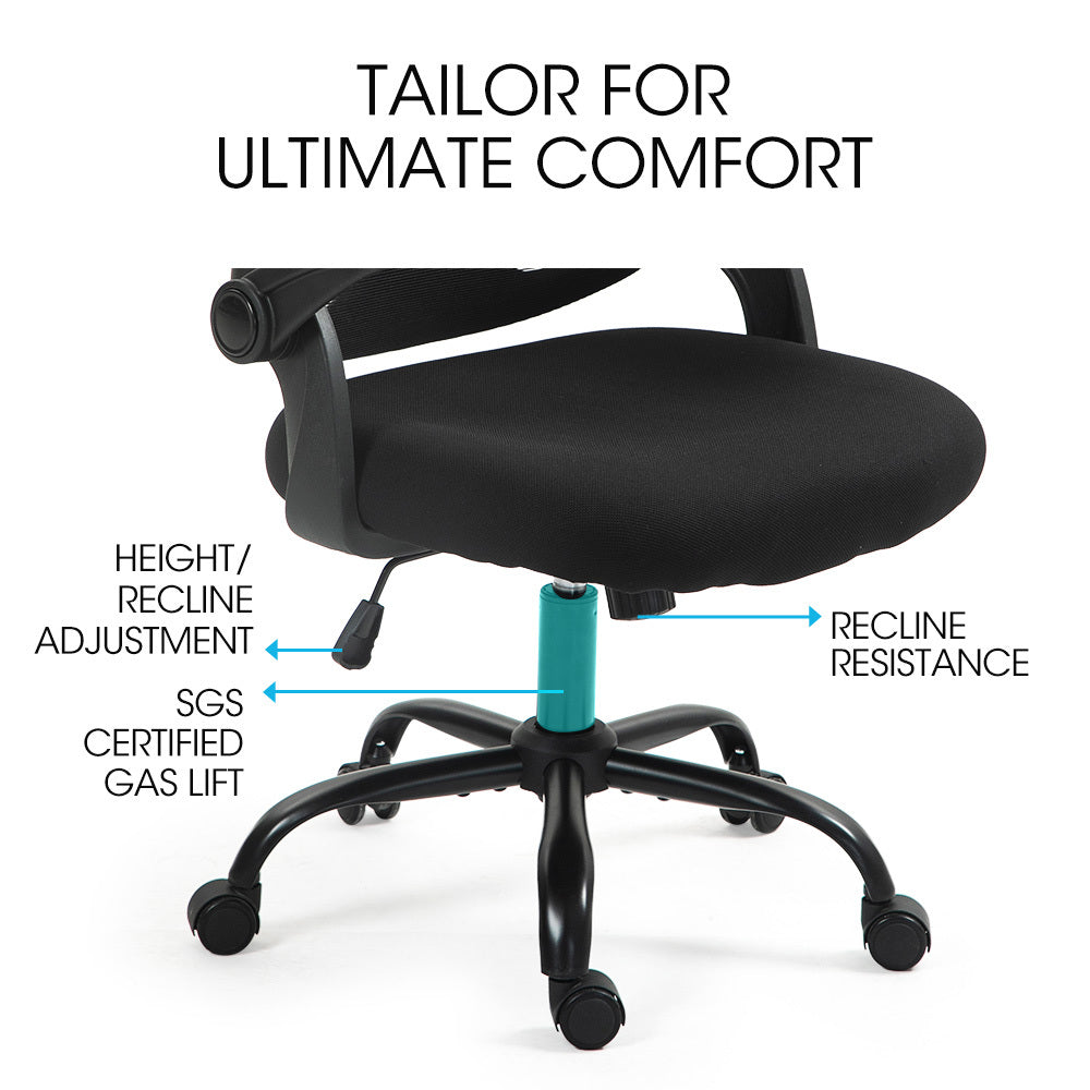 FORTIA Ergonomic Office Chair | Coolmesh Fabric | Adjustable Recline | Black Mesh/Black Frame