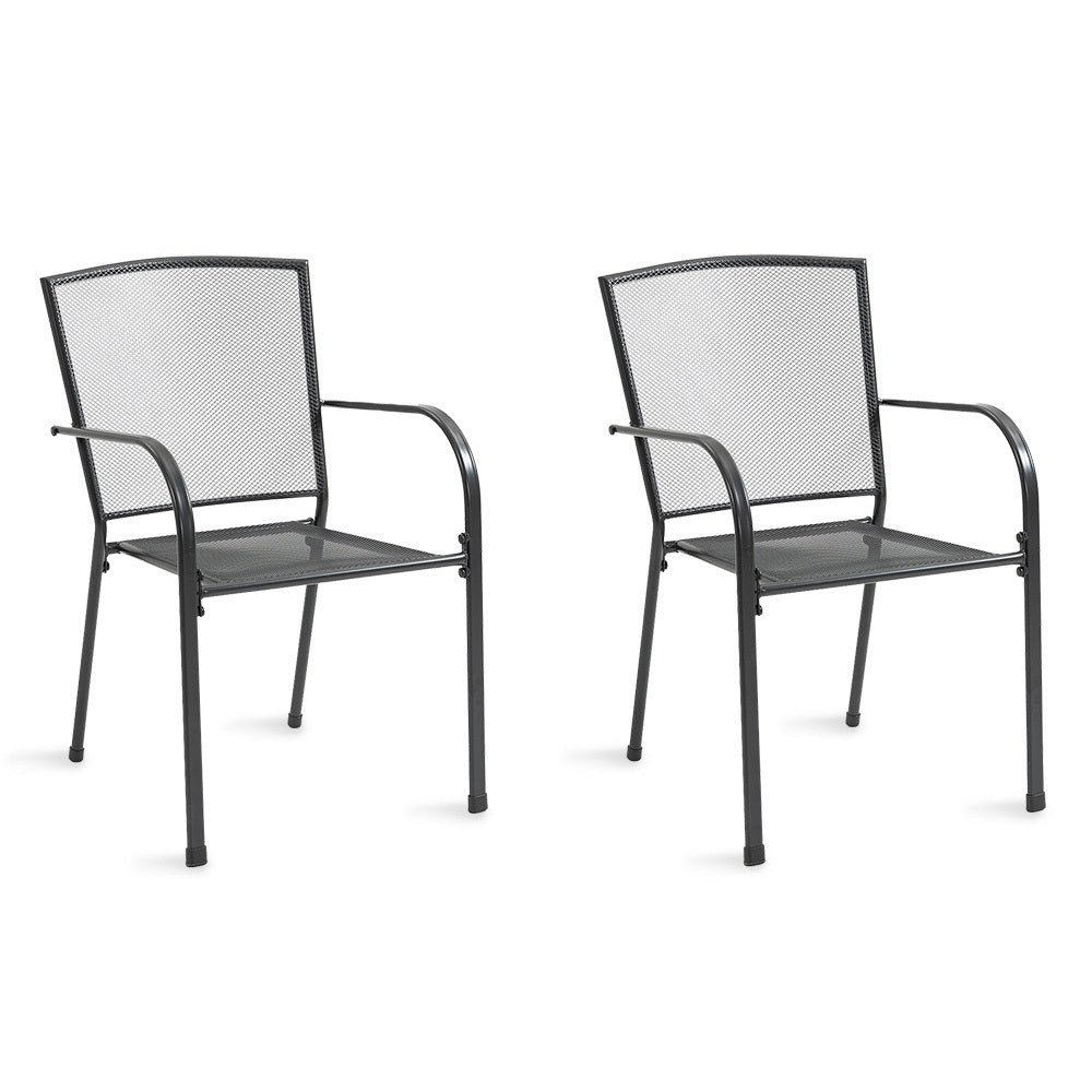 FORTIA 2pc Outdoor Dining Chair Set | Weather-Resistant | E-Coated Metal Frame
