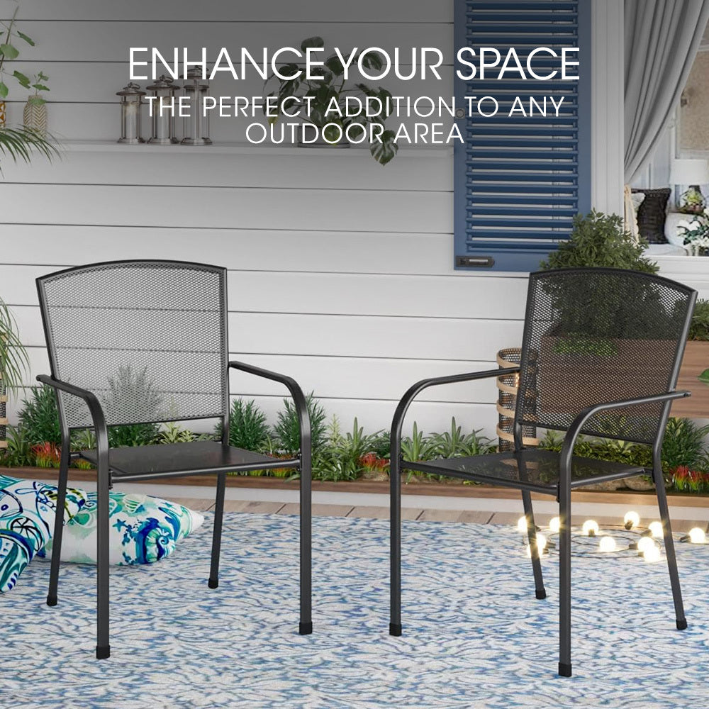 FORTIA 2pc Outdoor Dining Chair Set | Weather-Resistant | E-Coated Metal Frame