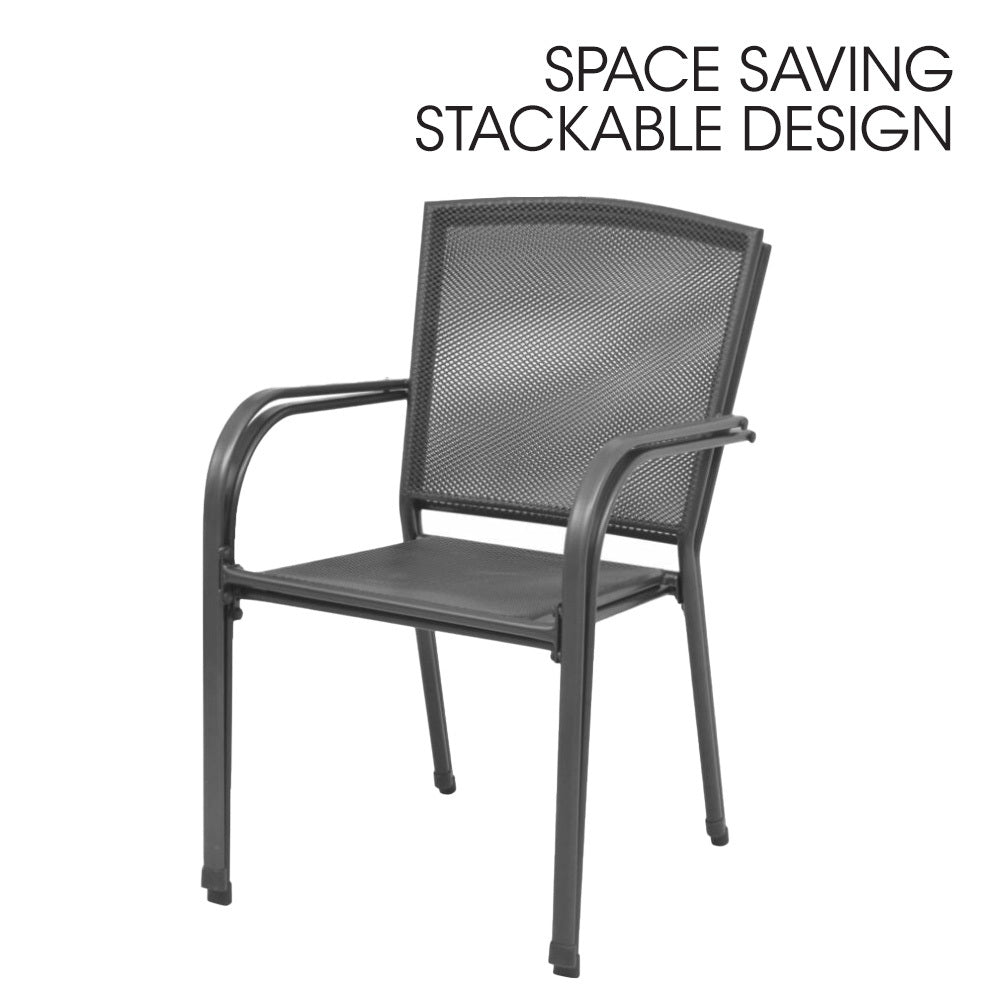 FORTIA 2pc Outdoor Dining Chair Set | Weather-Resistant | E-Coated Metal Frame