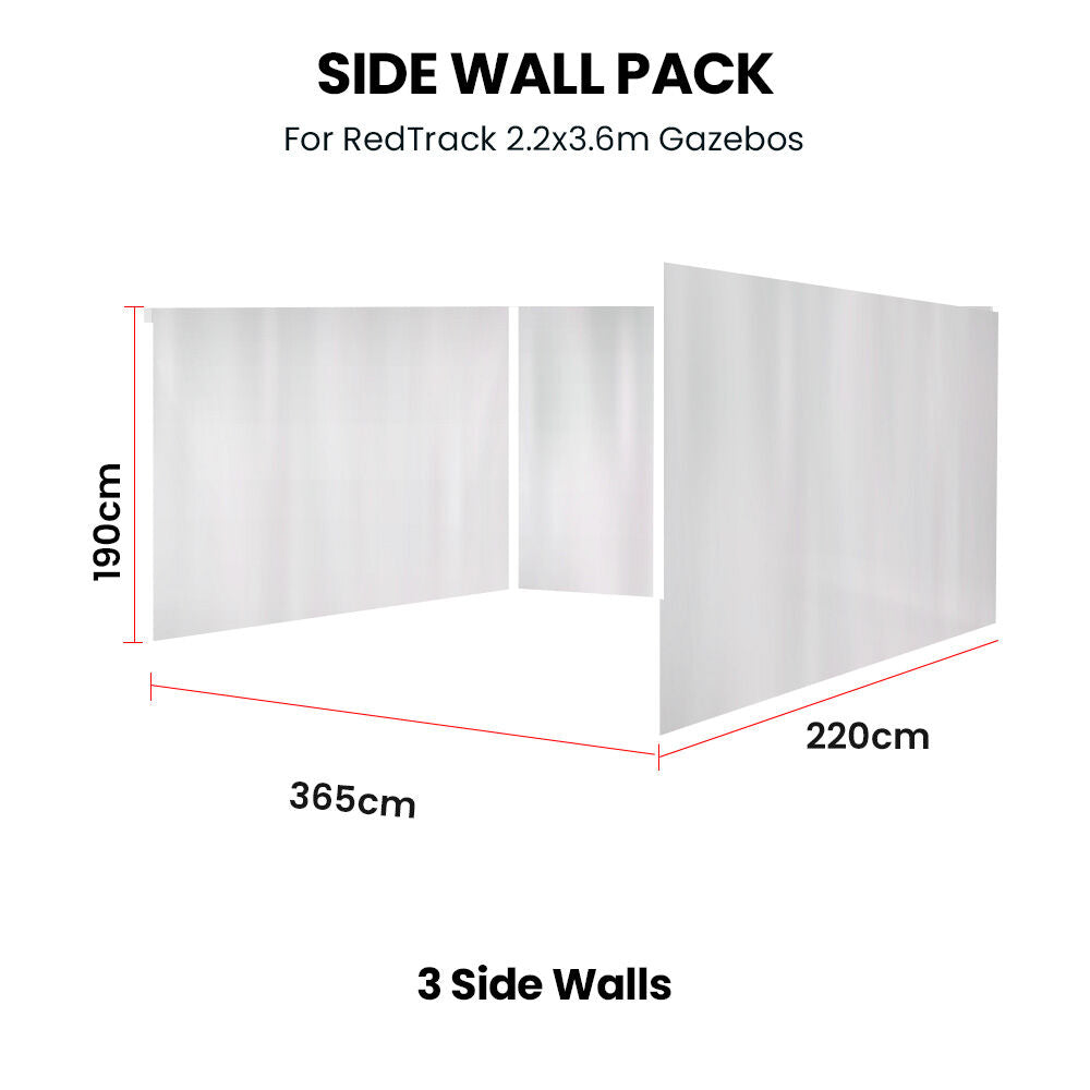 RED TRACK | 3x Side Walls for 2.2x3.6m Gazebo | White