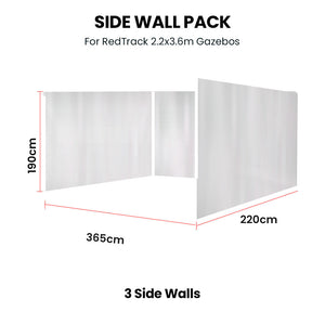 RED TRACK | 3x Side Walls for 2.2x3.6m Gazebo | White