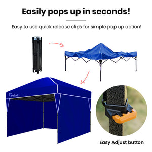 RED TRACK | 3.6x2.2m Ultra Compact Folding Gazebo | Walls & Carry Bag | Portable Outdoor Popup Marquee | Camping & Beach | Navy Blue