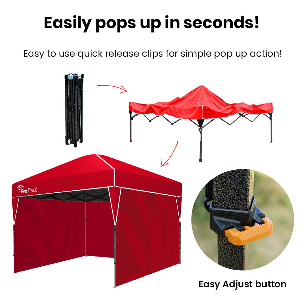 RED TRACK | 3.6x2.2m Ultra Compact Folding Gazebo | Walls & Carry Bag | Portable Outdoor Popup Marquee | Camping & Beach