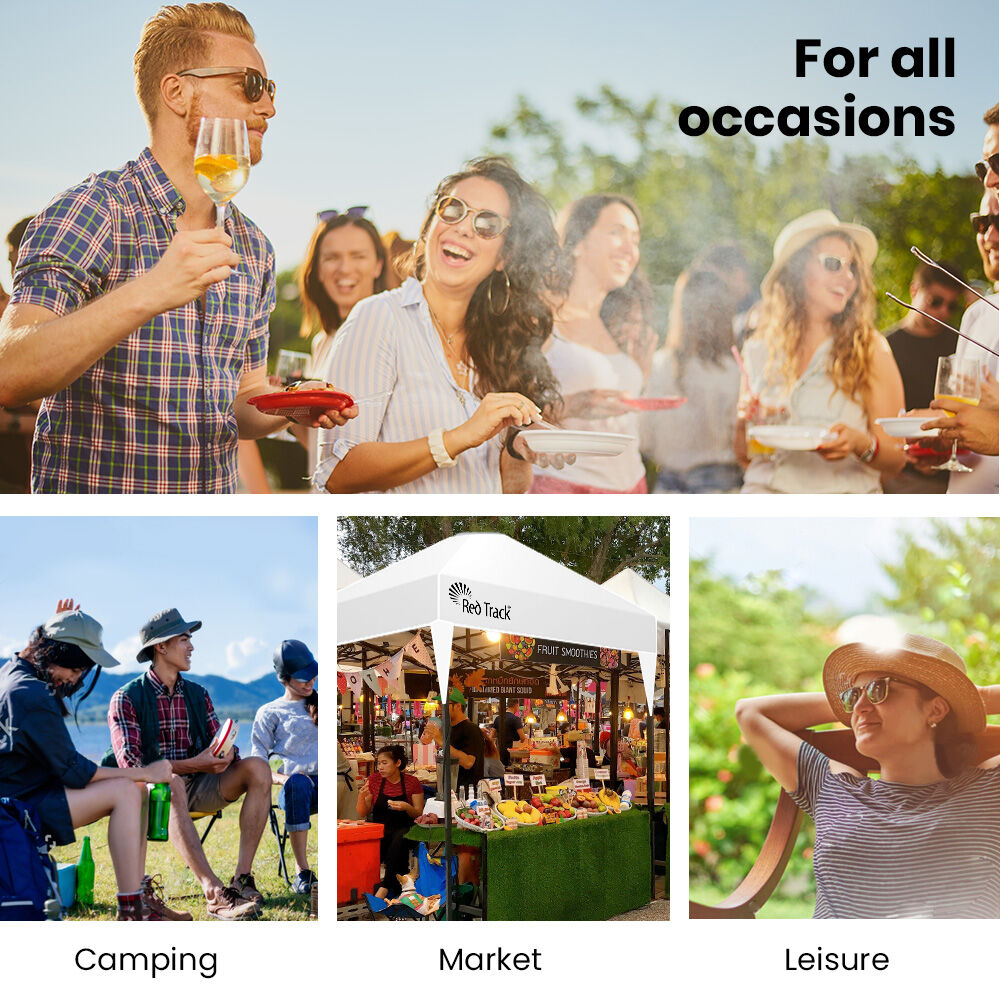 RED TRACK | 3.6x2.2m Ultra Compact Folding Gazebo | Walls & Carry Bag | Portable Outdoor Popup Marquee | Camping & Beach | White