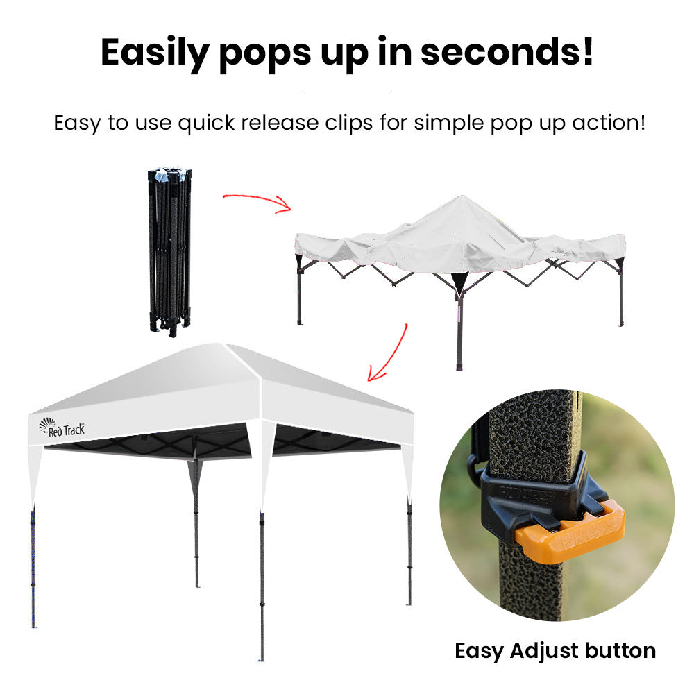 RED TRACK | 3x3m Ultra Compact Folding Gazebo | Carry Bag | Portable Outdoor Popup Marquee | Camping & Beach | White