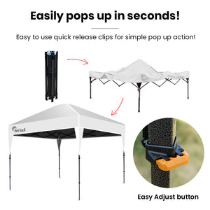 RED TRACK | 3x3m Ultra Compact Folding Gazebo | Carry Bag | Portable Outdoor Popup Marquee | Camping & Beach | White