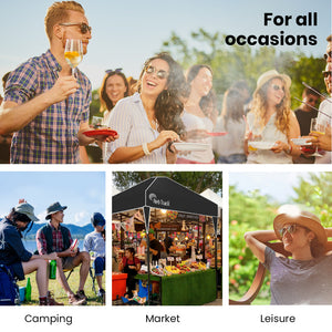 RED TRACK | 3x3m Ultra Compact Folding Gazebo | Walls & Carry Bag | Portable Outdoor Popup Marquee | Camping & Beach | Black