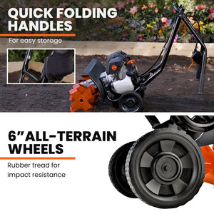 PLANTCRAFT Petrol Garden Cultivator Tiller | 46CC 4-Stroke | 15" Handheld Rototiller | Titan 9