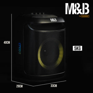 M&B Portable Splash Proof 80W Bluetooth Party Speaker | TWS Pairing, Multi-Input, Lithium Battery, RGB, USB Charging