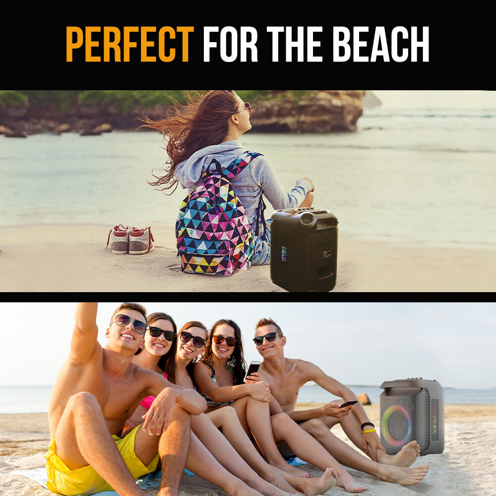 M&B Portable Splash Proof 80W Bluetooth Party Speaker | TWS Pairing, Multi-Input, Lithium Battery, RGB, USB Charging