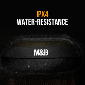 M&B Portable Splash Proof 120W Bluetooth Party Speaker | Karaoke Microphone, IPX4, TWS Pairing, Multi-Input, RGB, USB Charging